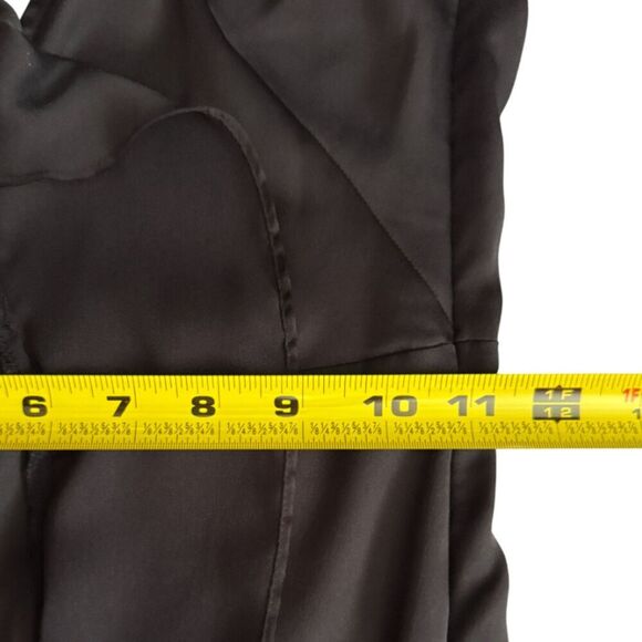 For Love & Lemons Black Ruffle Open Front Satin Slip Dress Size XS - Picture 13 of 14